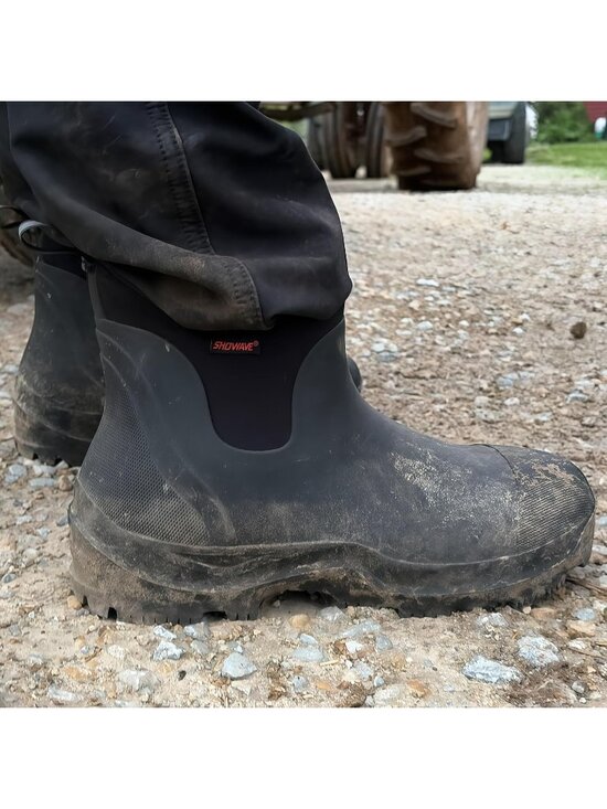 Men\'s Black Lightweight Ultra-Light Mud Rubber Fishing Waterproof Rain Boots
